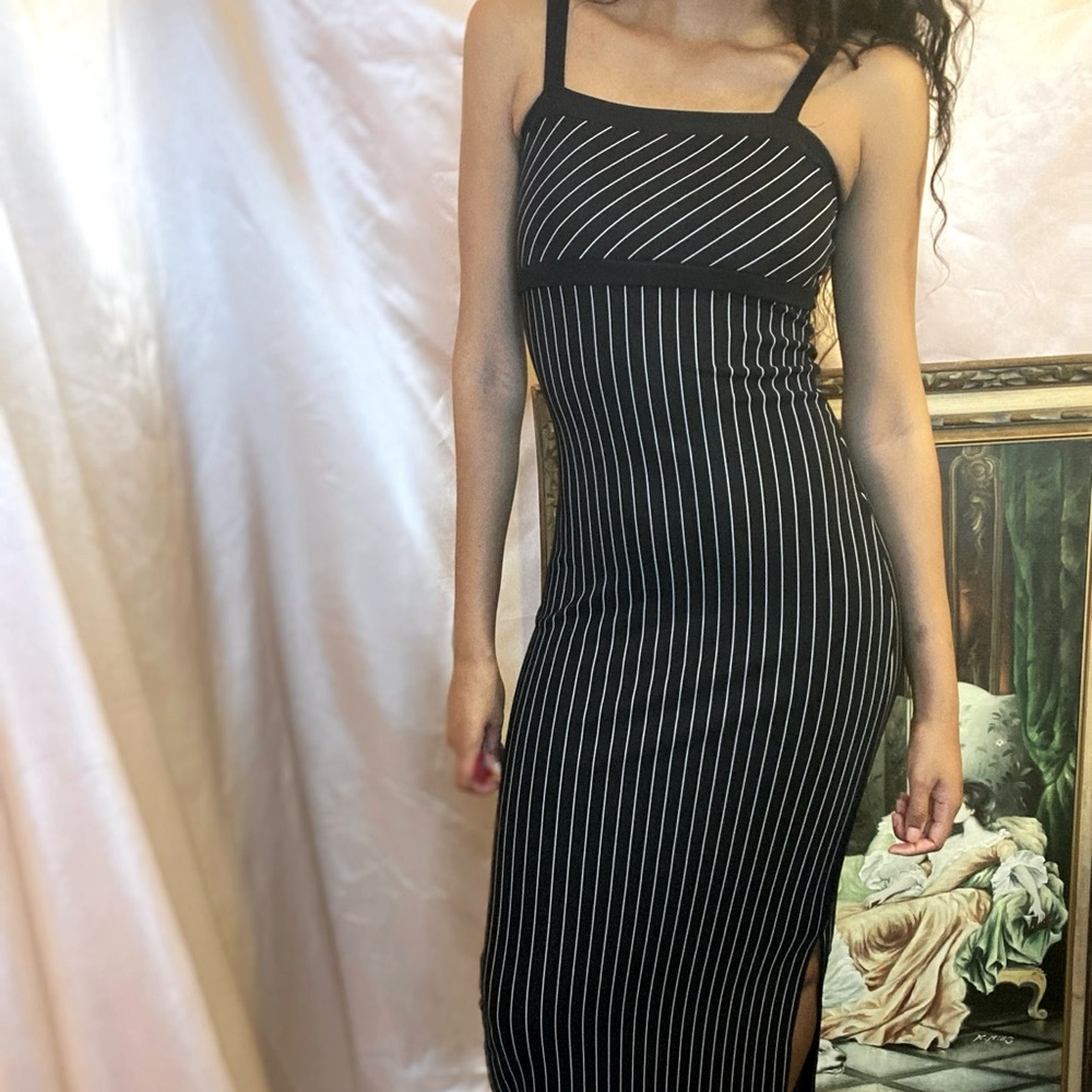 Vintage Black Maxi Slit Dress Sz XS-S